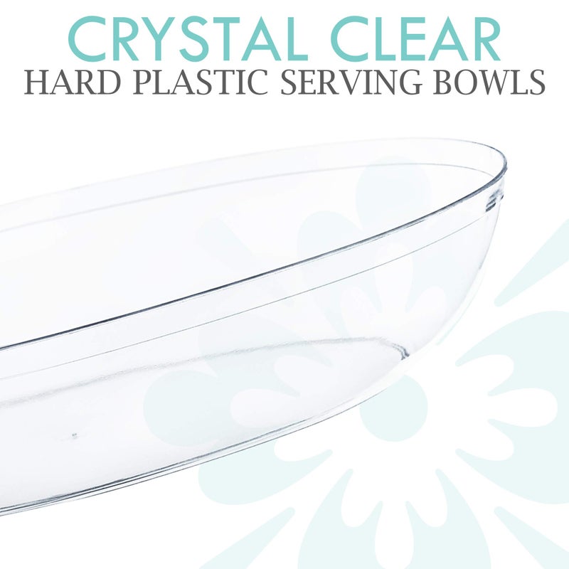 PLASTICPRO Disposable Oval Serving Bowls, Party Snack or Salad Bowl, 32-Ounce, Plastic Crystal Clear Pack of 4 - Image 5